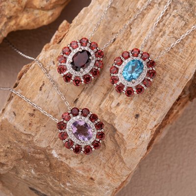 Natural Gemstone Jewelry: Aquamarine Topaz Amethyst and Citrine Necklaces
